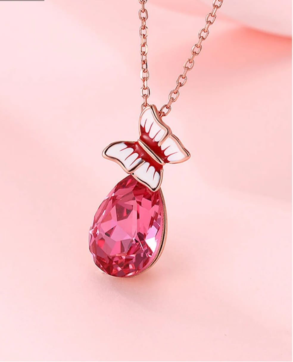 Rose Gold Crystall Ball Pendant Set (STYLE074)