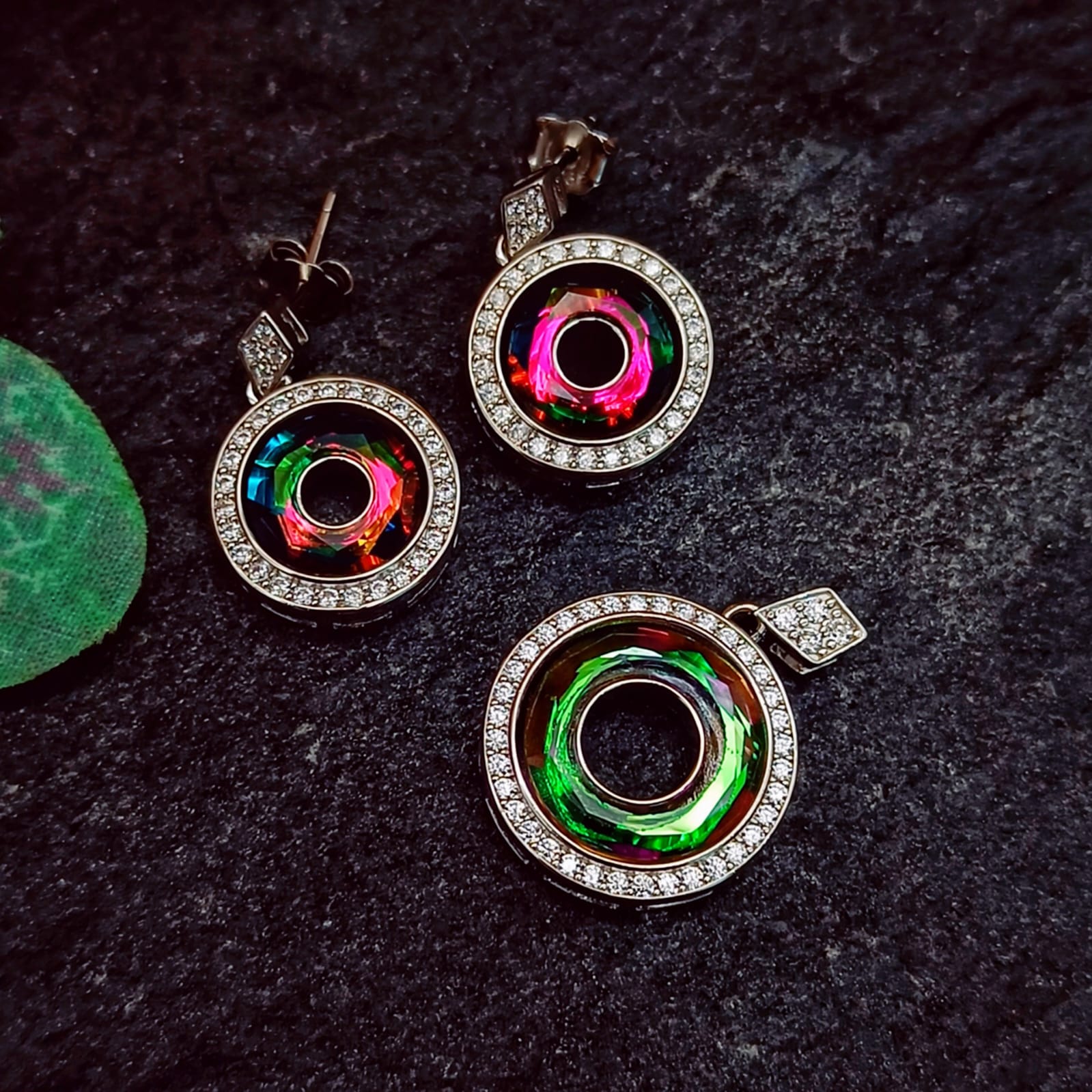 Crystal Halo Pendant and Earring Set (Style001)