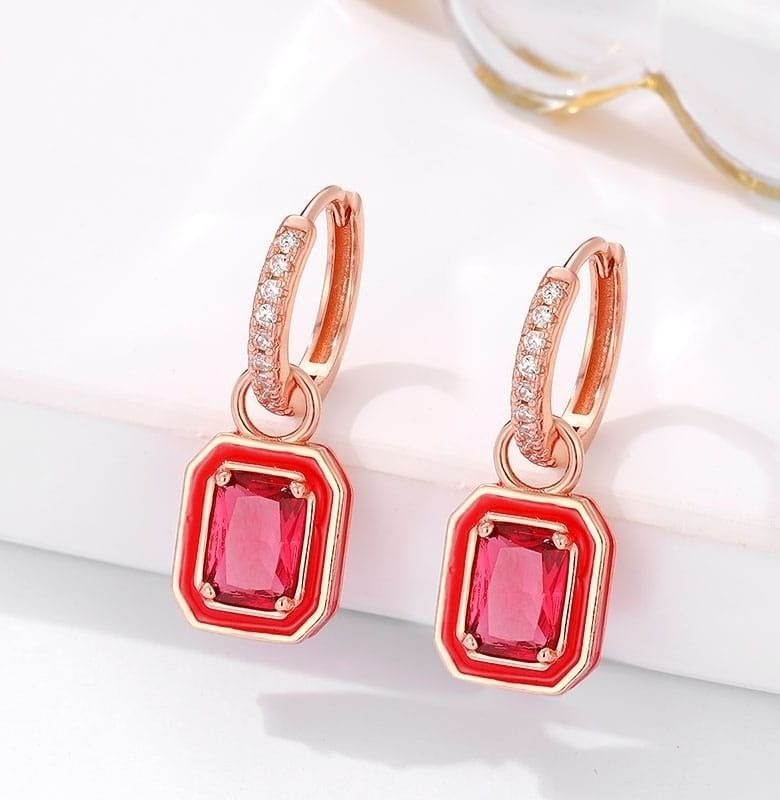 Silver Hanging Light Weight Stone Earrings