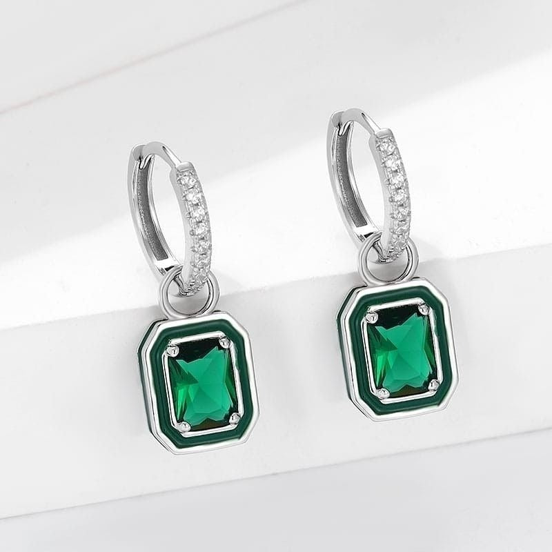 Silver Hanging Light Weight Stone Earrings